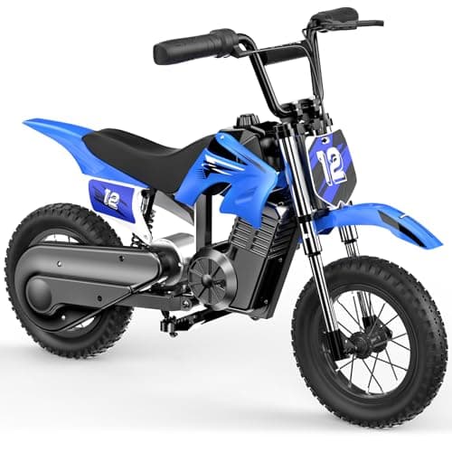 isinwheel A12 Electric Dirt Bike for Kids (350W, 3-Speed, Up to 15.5 MPH, Blue)