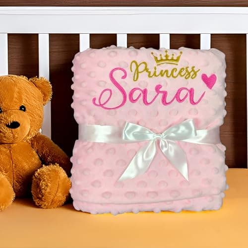 Personalized Minky Baby Blanket (Pink, 27"×35")